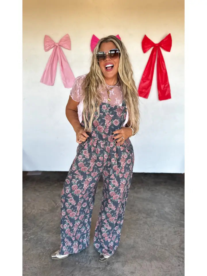 Cassidy Floral Denim Overalls