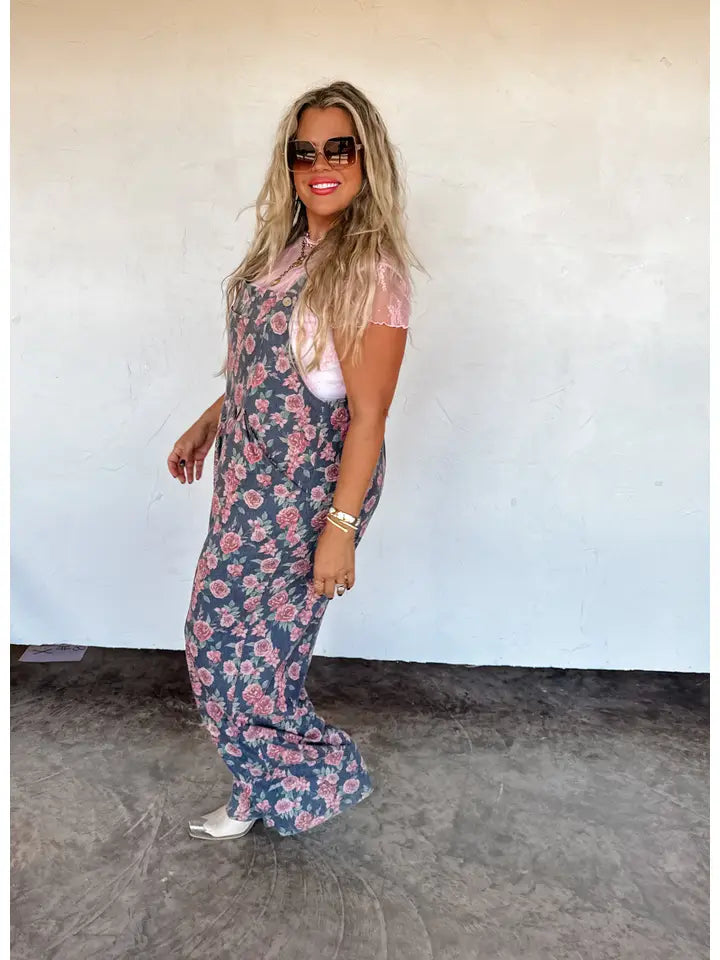Cassidy Floral Denim Overalls