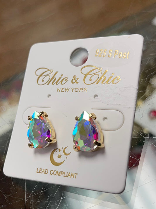 Jeweled Studs W/ Gold Trim