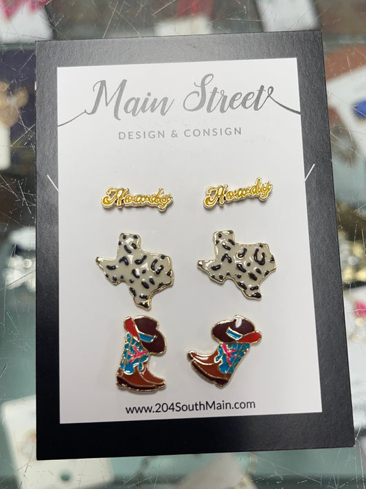 Western Set of 3 Studs