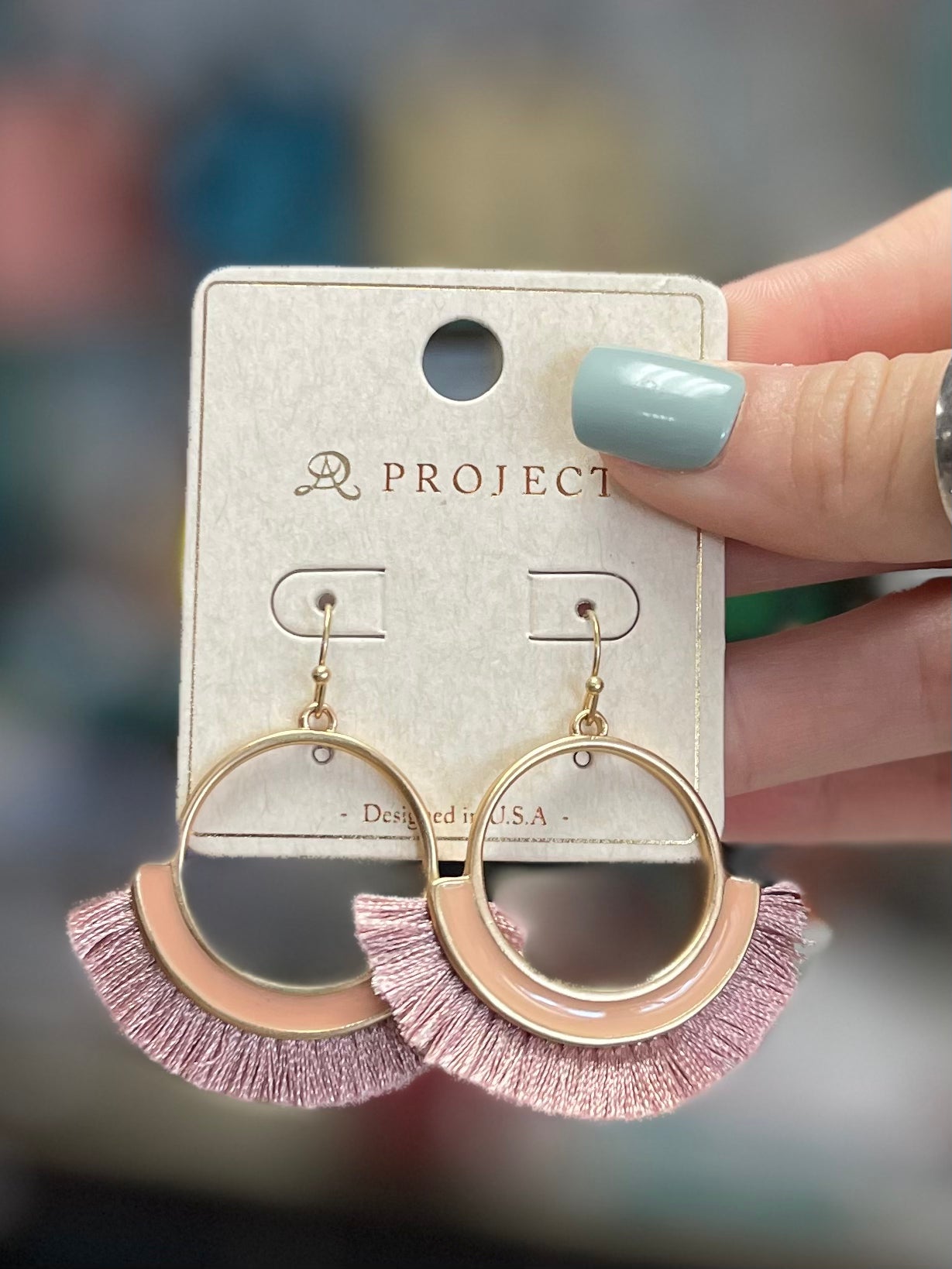 Gold Circle Earrings With Silk Tassel