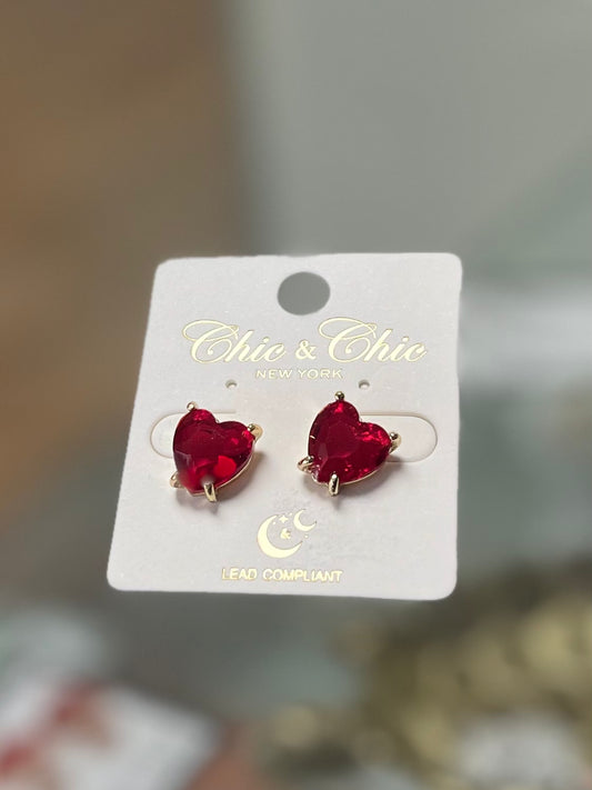Vday Red Heart Studs