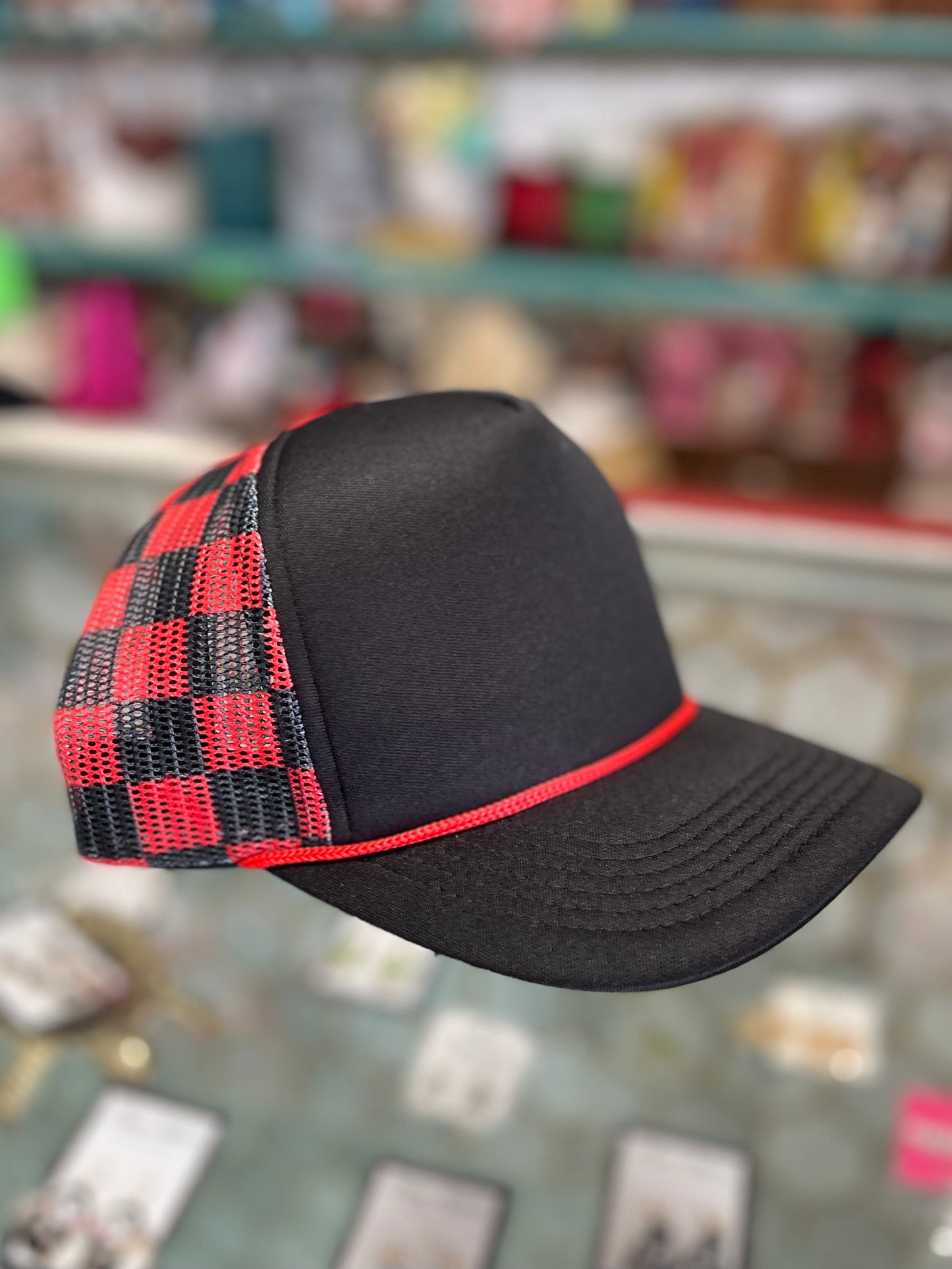 Checkered Mesh Trucker Hat