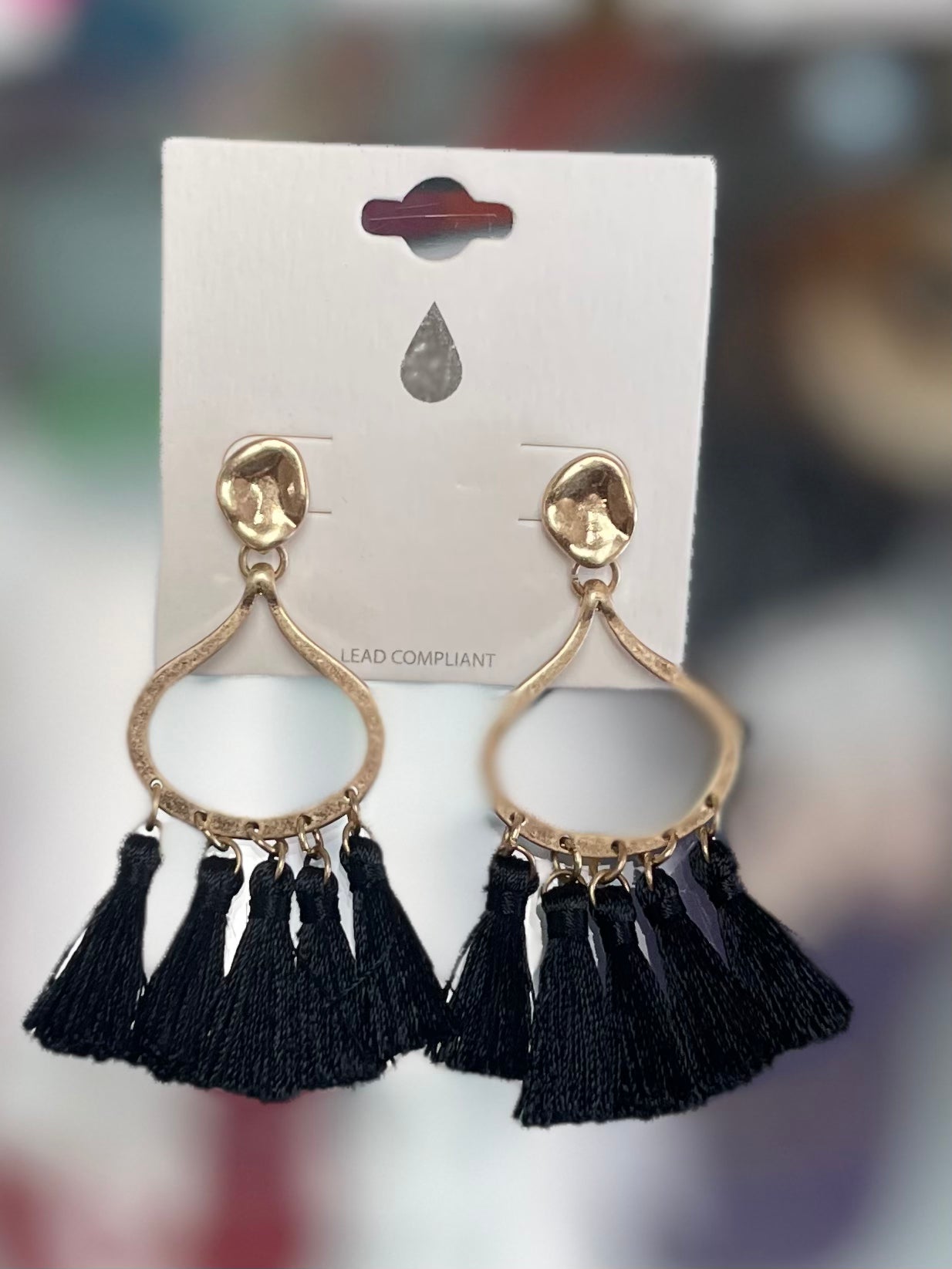 Gold Drop W/ Silk Tassel Earrings