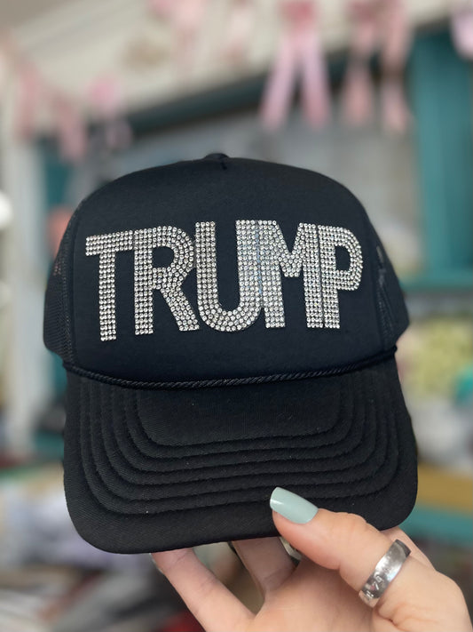 Sparkly TRUMP trucker adjustable snapback hat