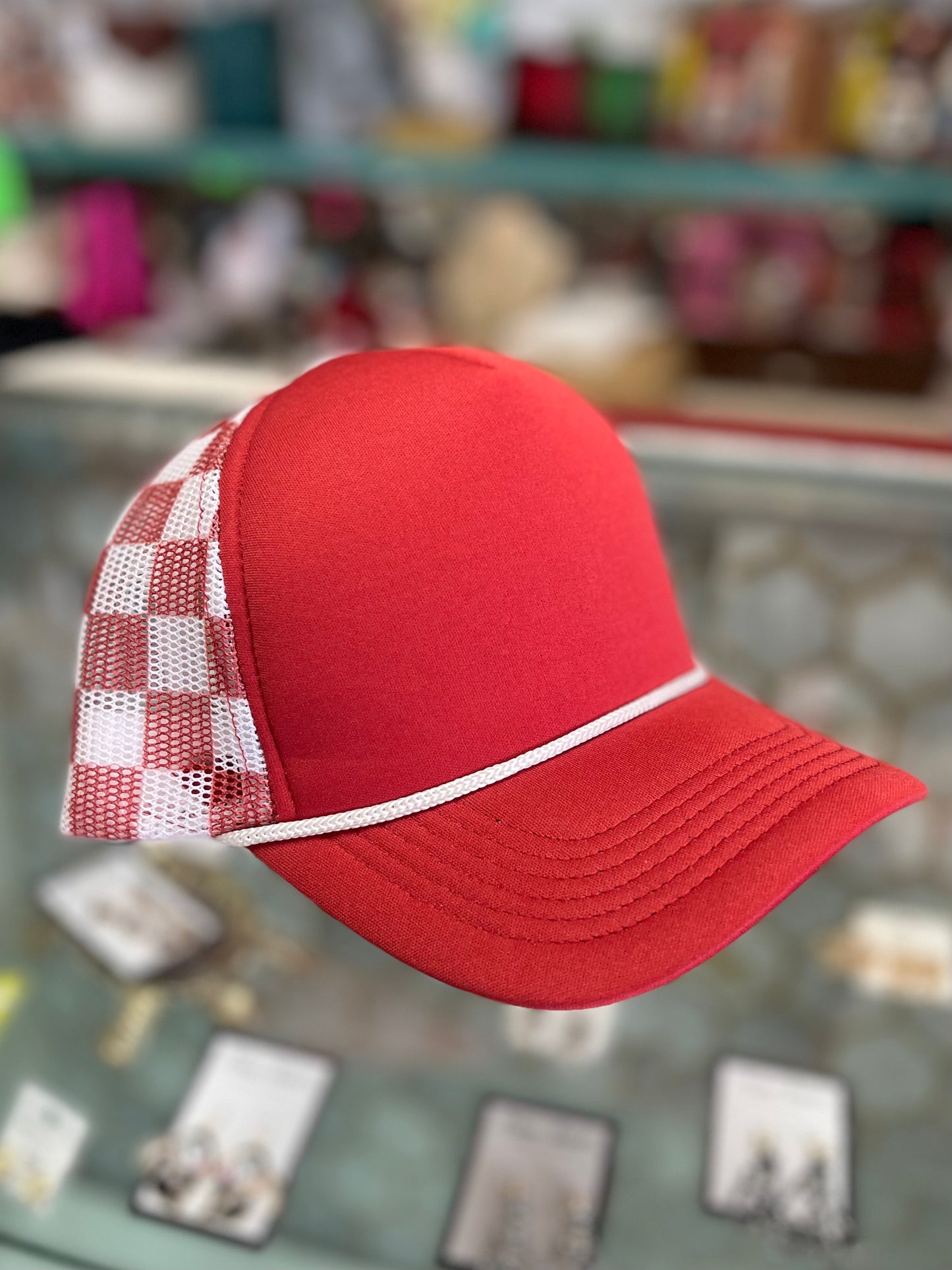 Checkered Mesh Trucker Hat