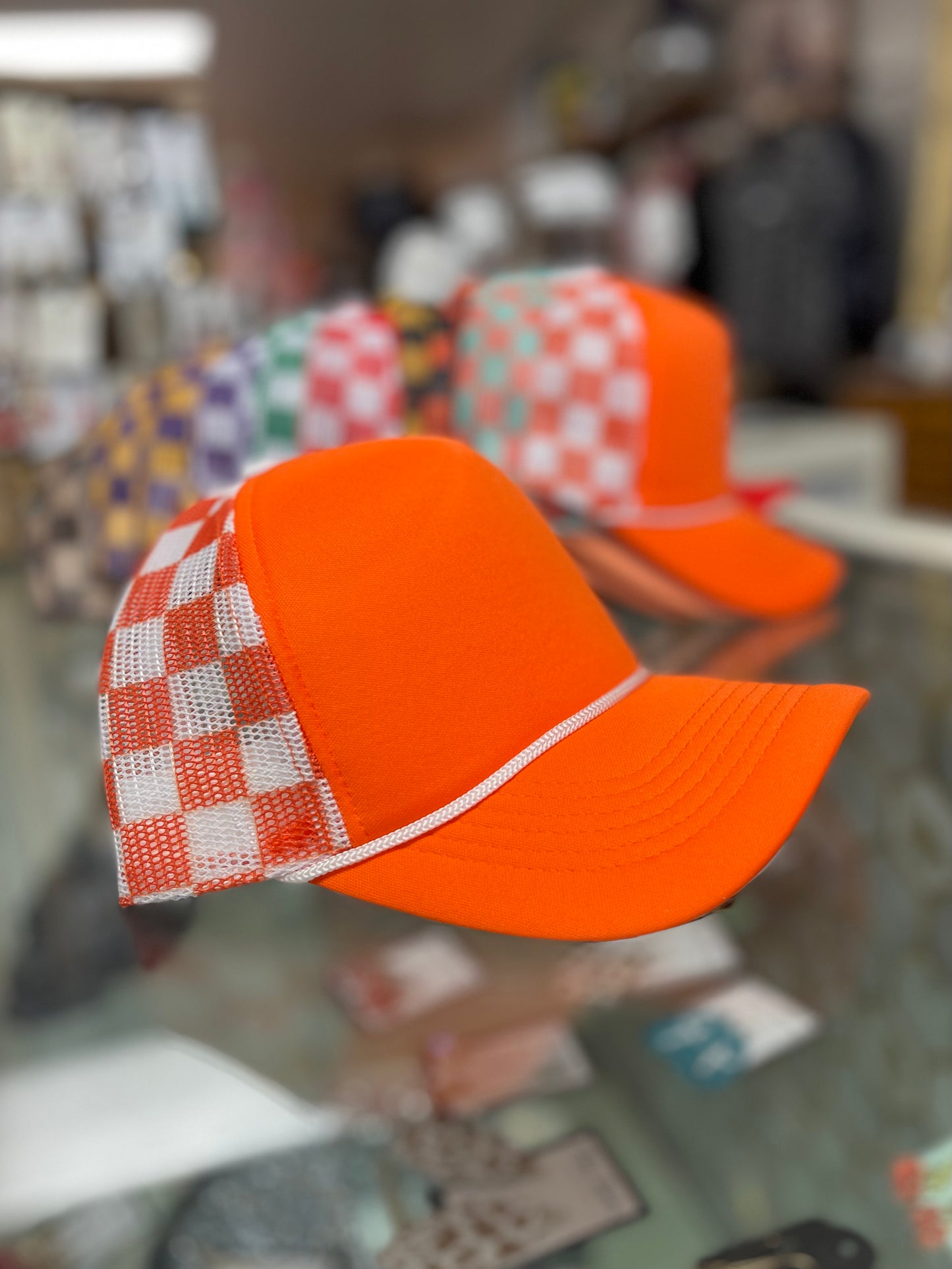 Checkered Mesh Trucker Hat