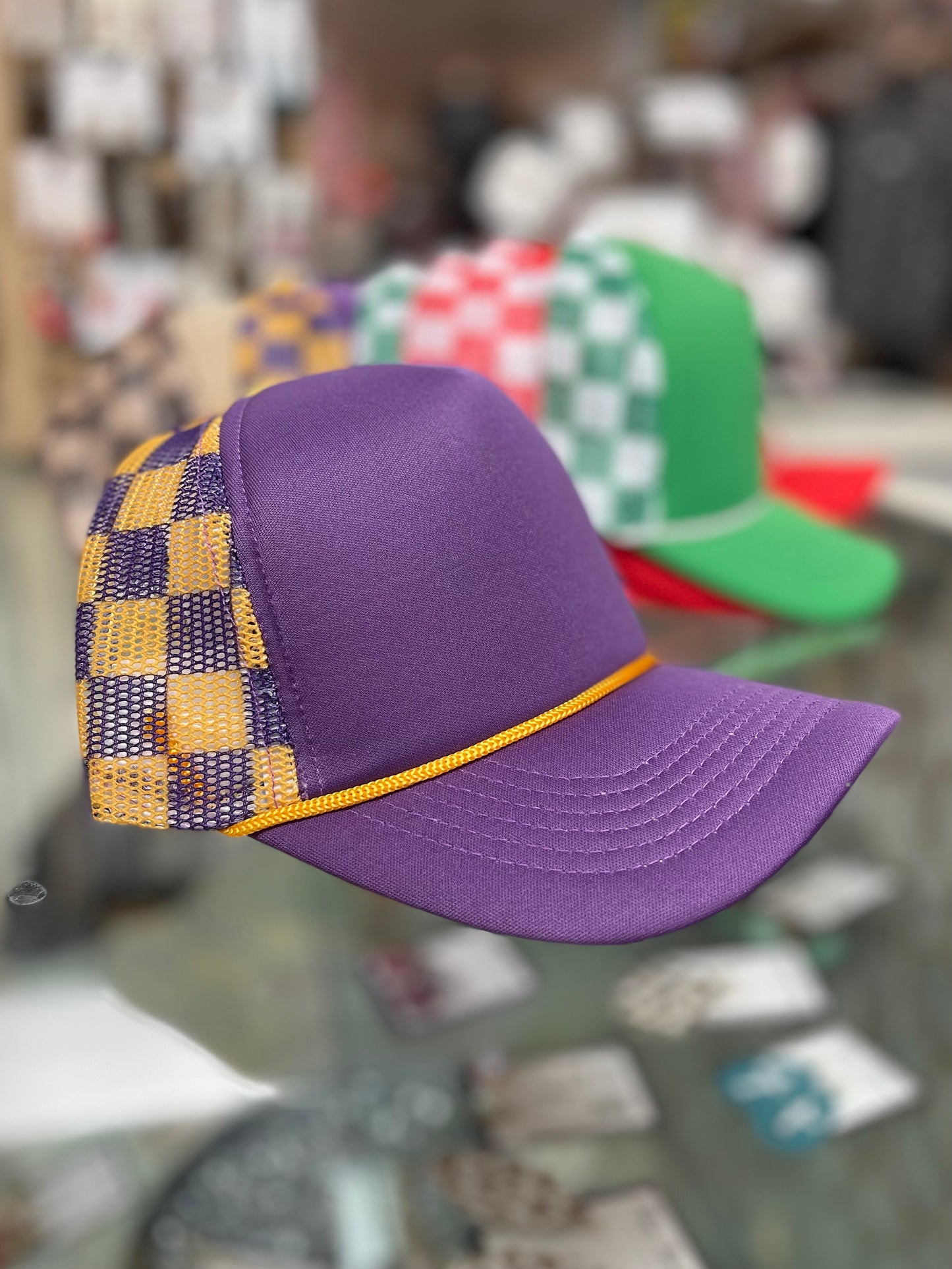 Checkered Mesh Trucker Hat