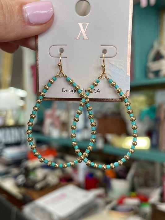 Gold Beaded Teardrop Earrings