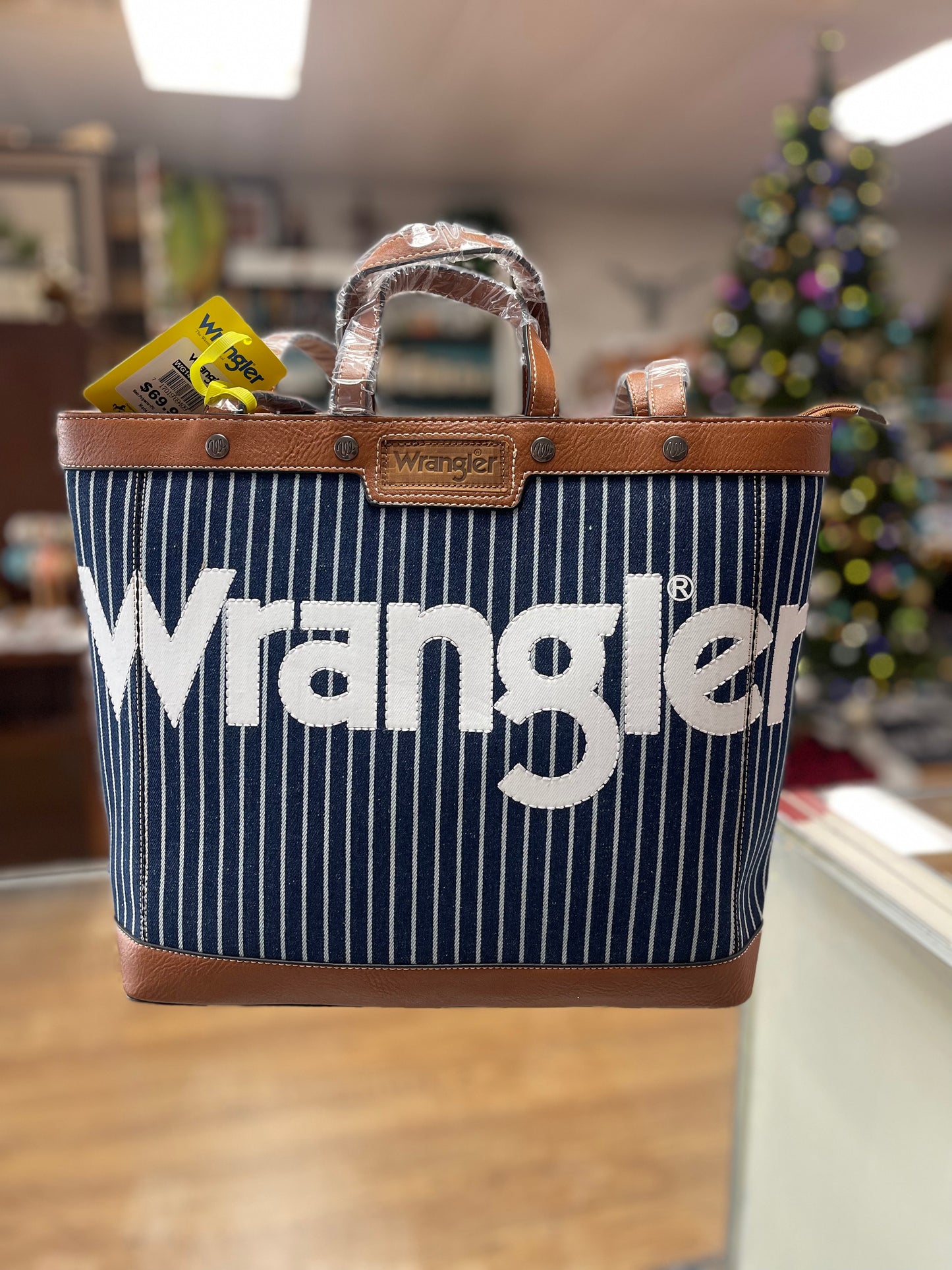 Wrangler Leather Trim Canvas Crossbody Bag