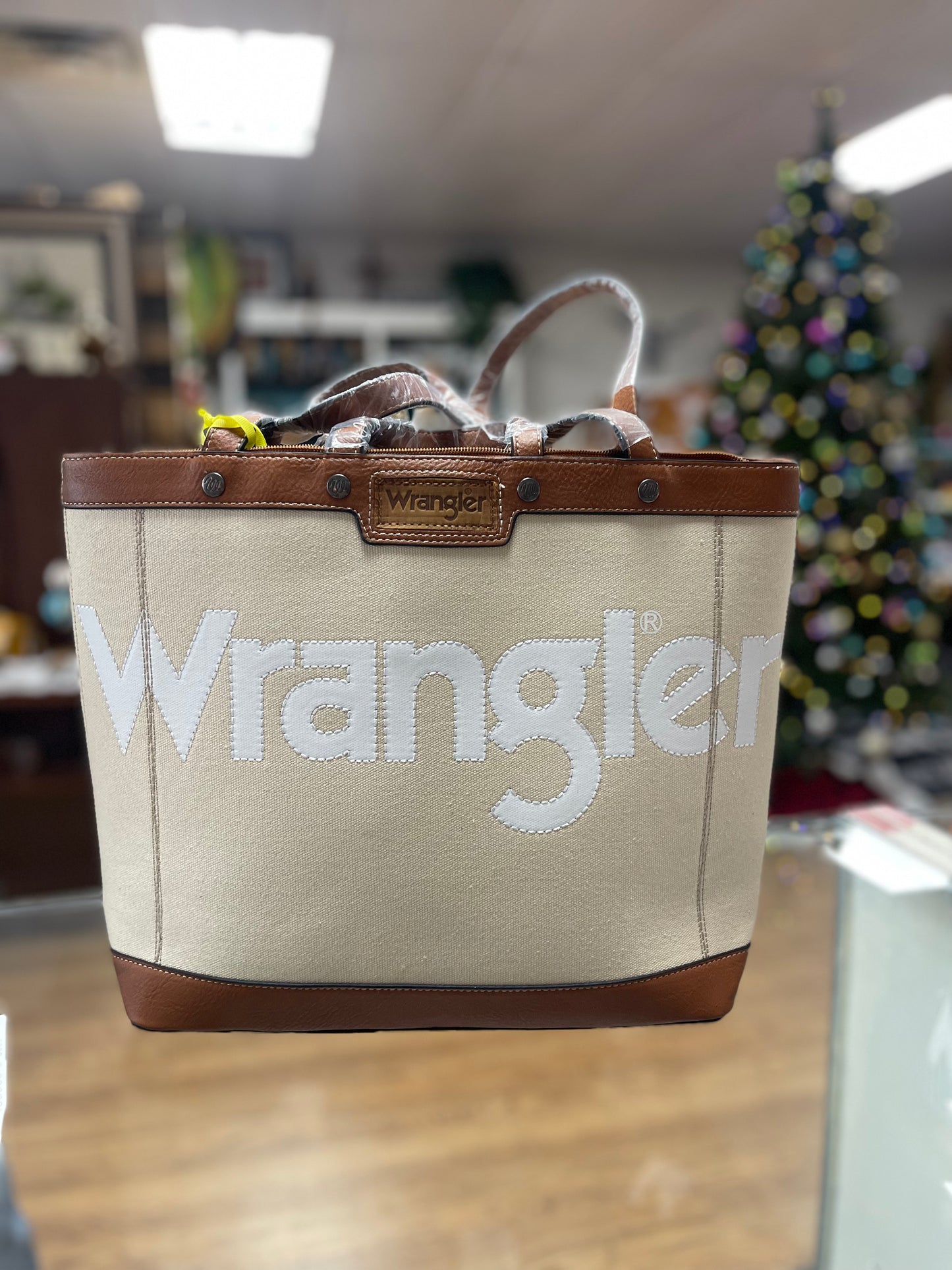 Wrangler Leather Trim Canvas Crossbody Bag