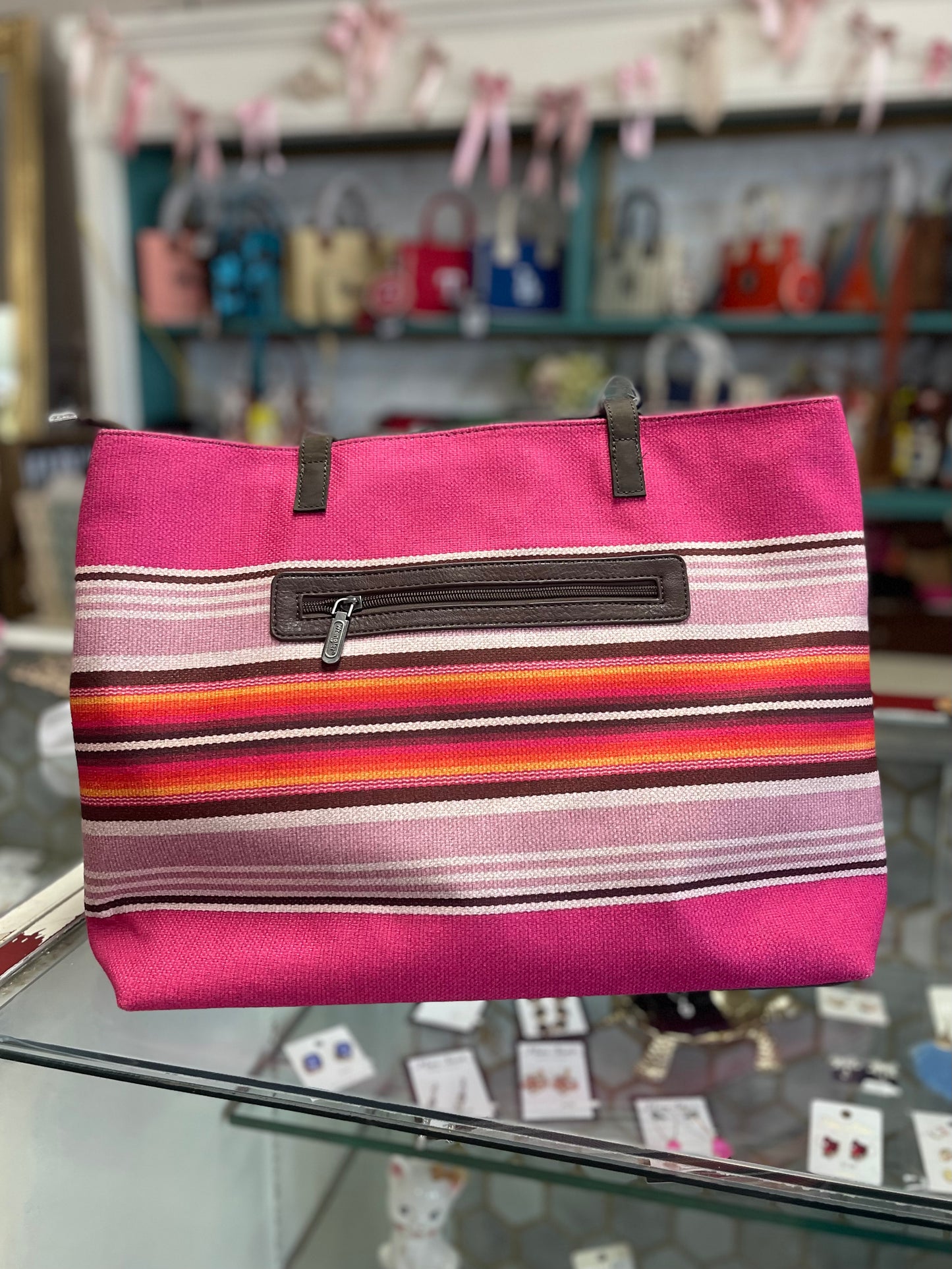 Wrangler Aztec Pattern Dual Sided Print Canvas Tote Bag - Pink