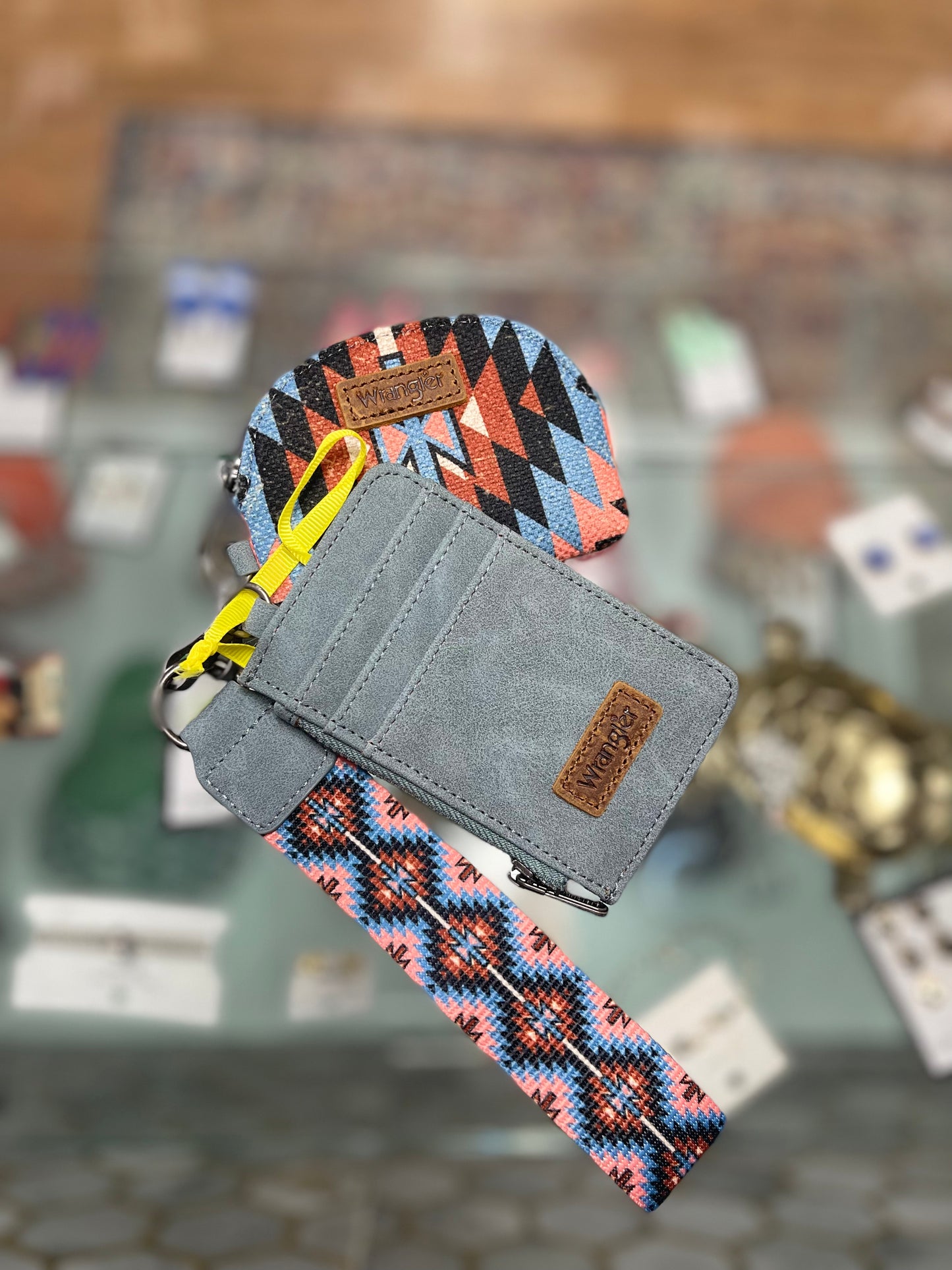 Wrangler Southwestern Art Print Dual Pouch Wristlet