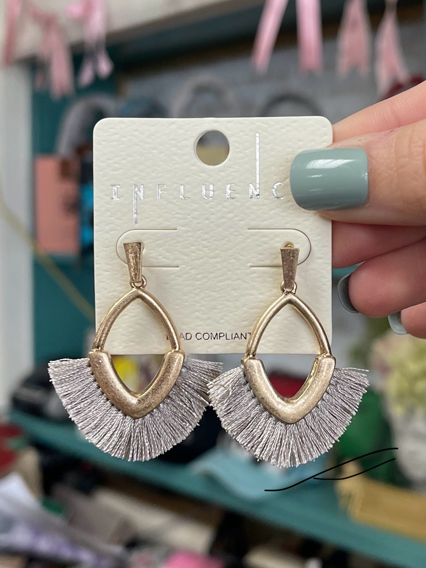 Semi Oval Gold Earrings With Tassels