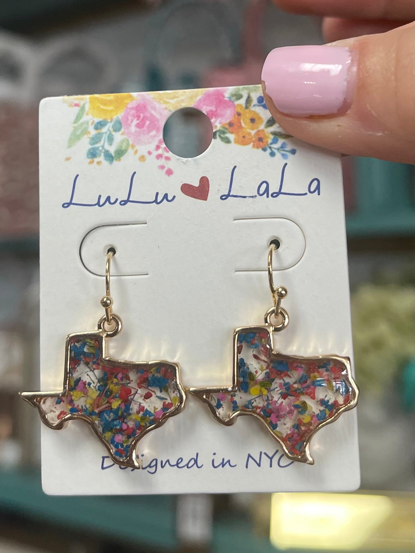 Paint Splatter Texas Gold Trim Earrings