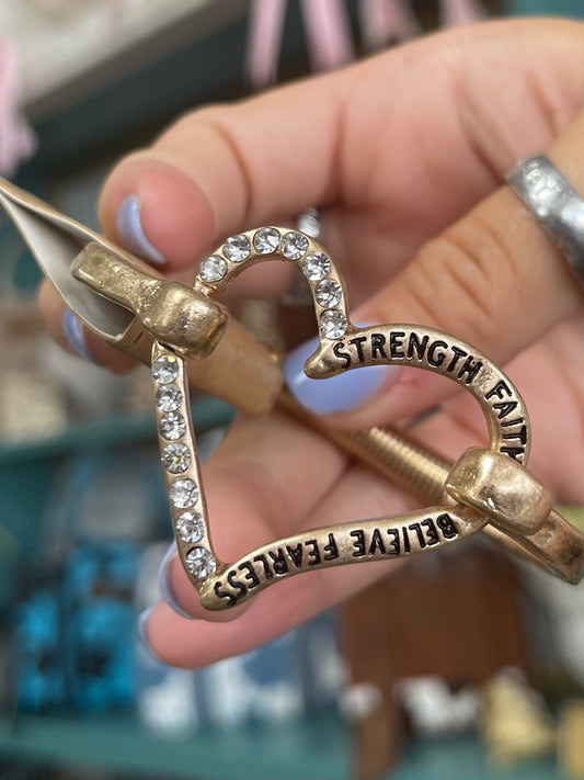Strength & Faith Gold Heart Bracelet