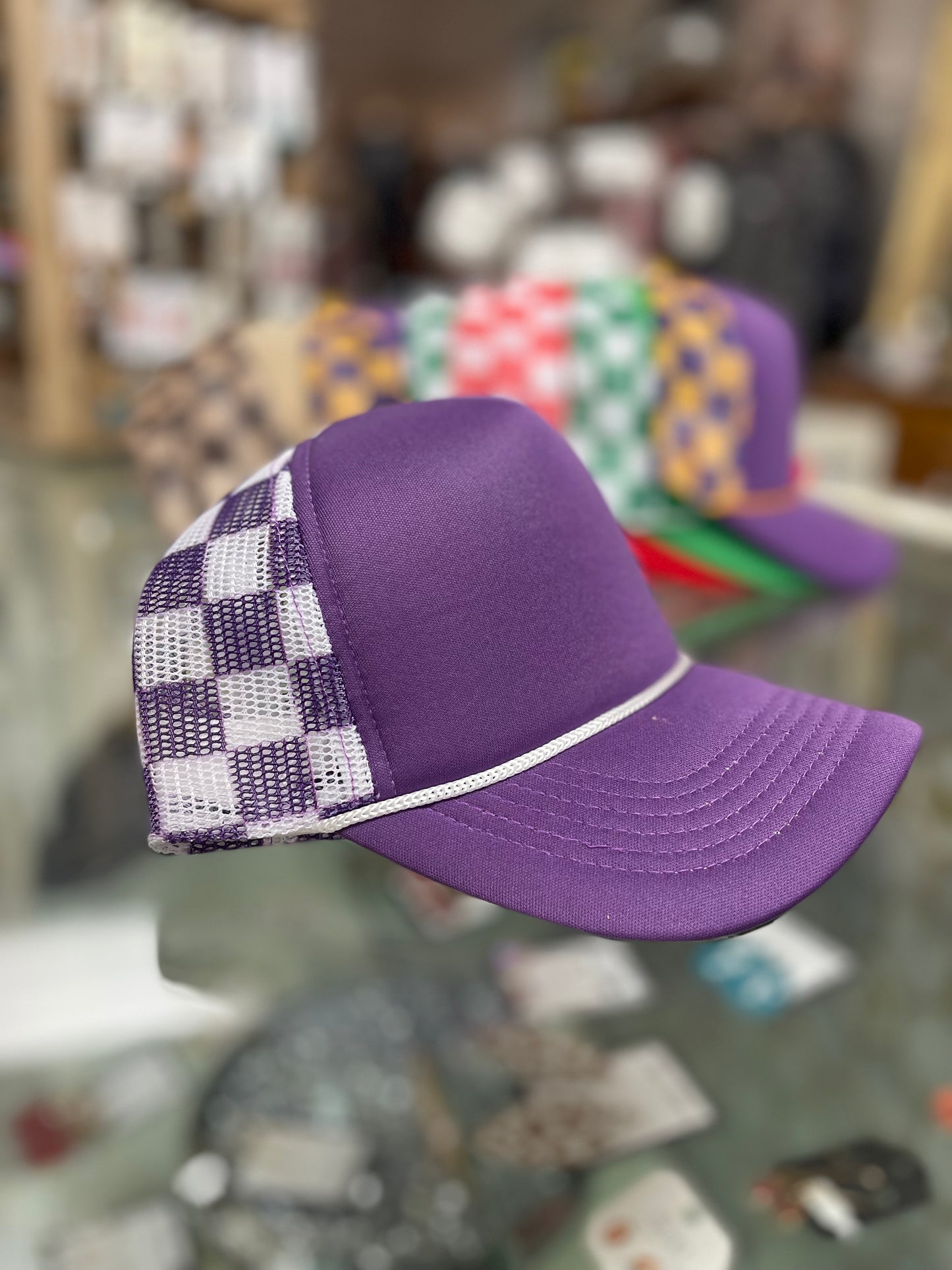 Checkered Mesh Trucker Hat