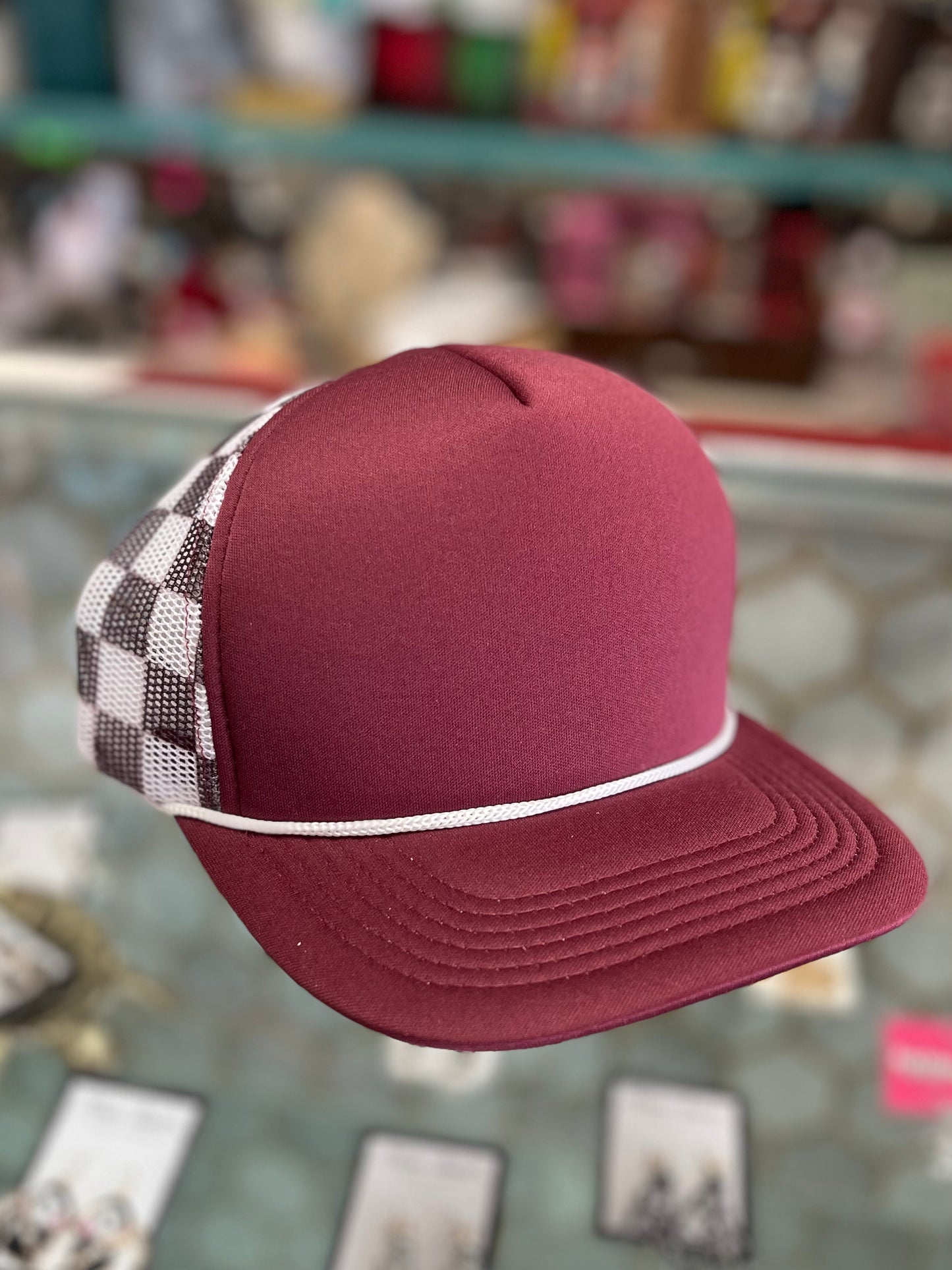 Checkered Mesh Trucker Hat