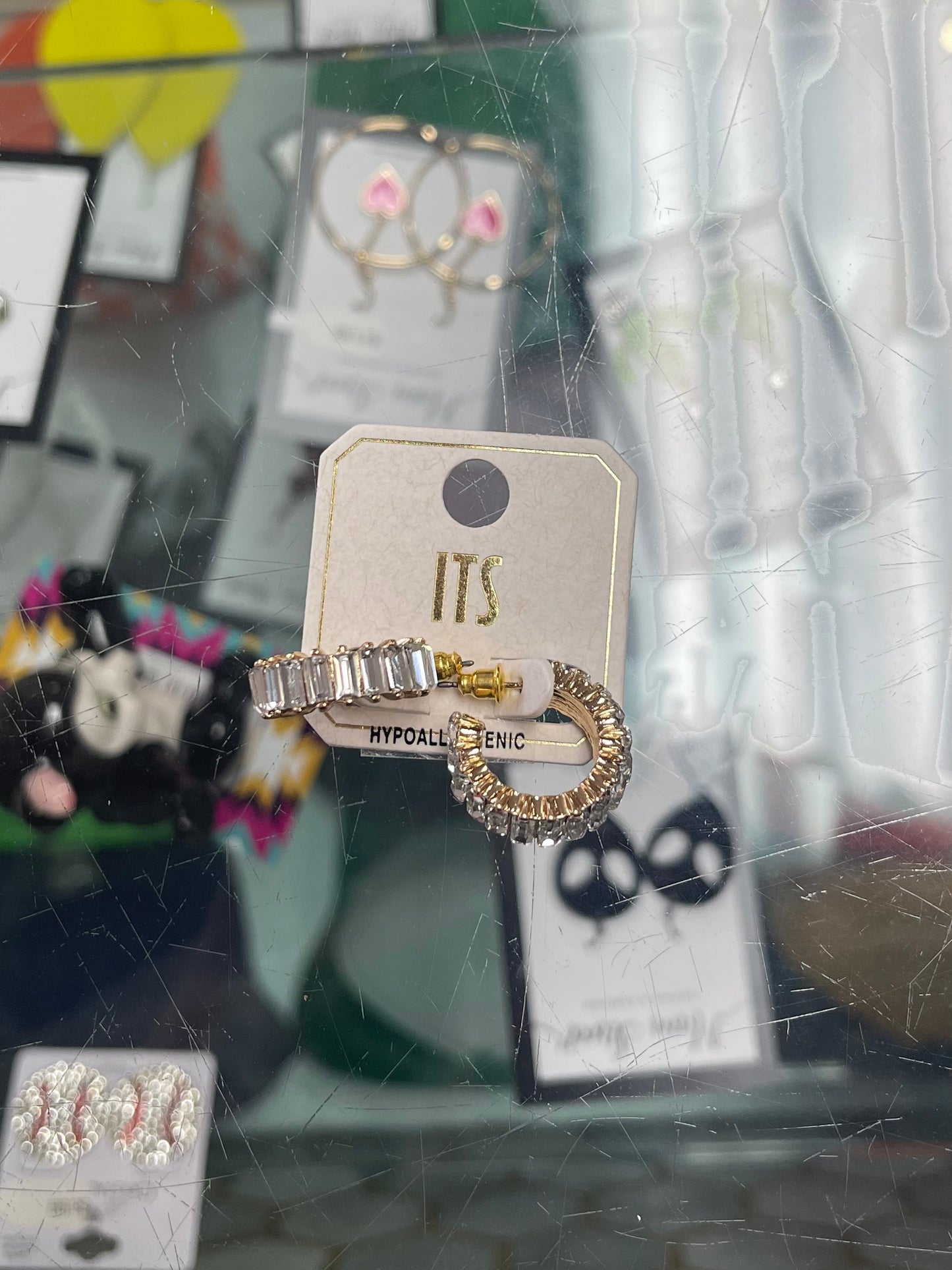 Mini Jeweled Gold Hoop Earrings