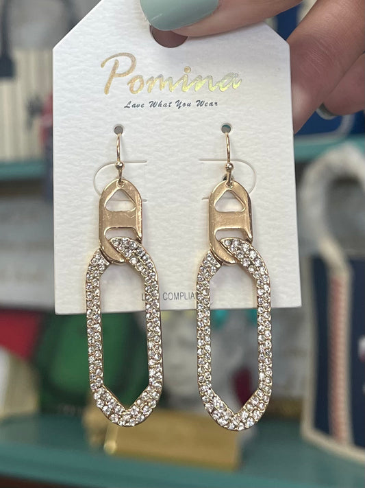 Two Piece Gold Drop Earrings