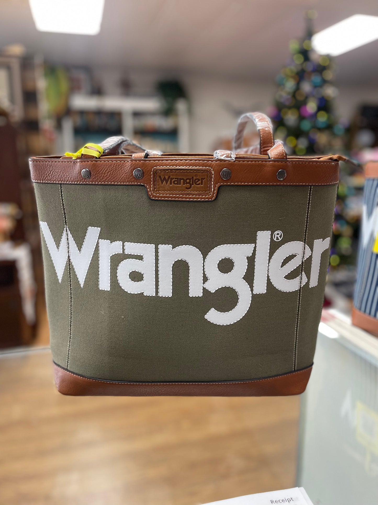 Wrangler Leather Trim Canvas Crossbody Bag
