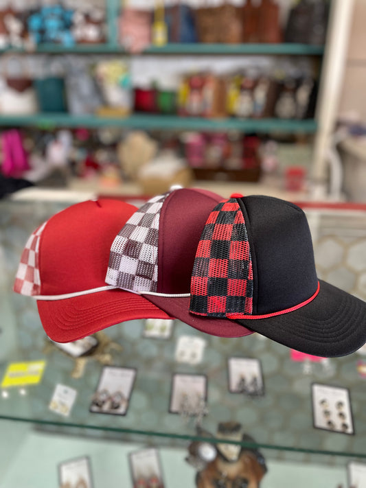 Checkered Mesh Trucker Hat