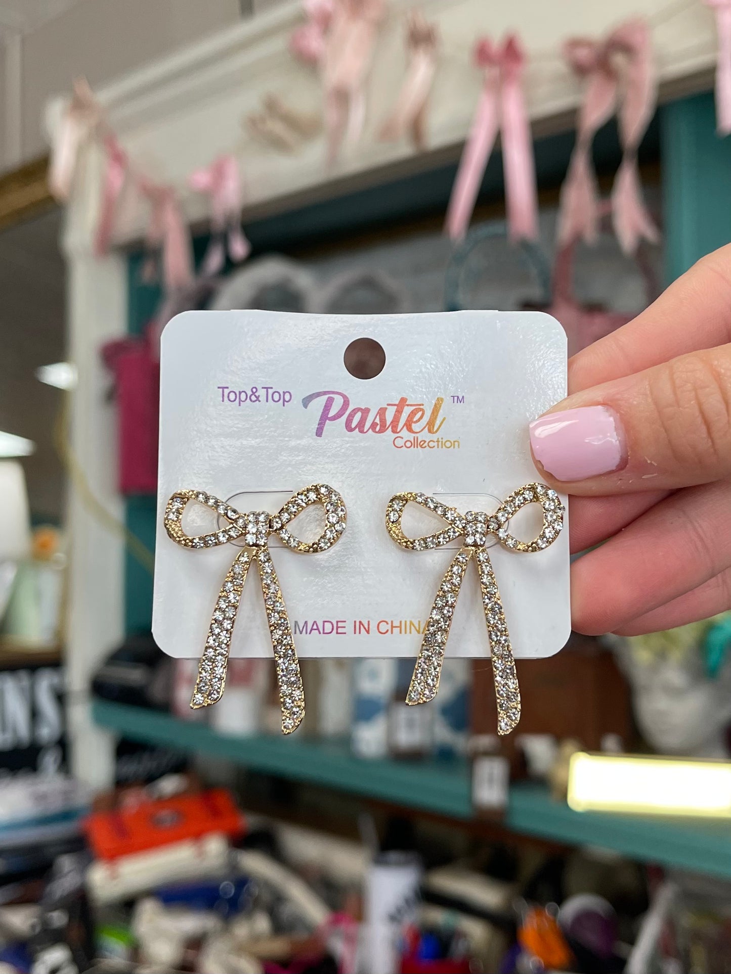 Golden Bow Ribbon Earrings