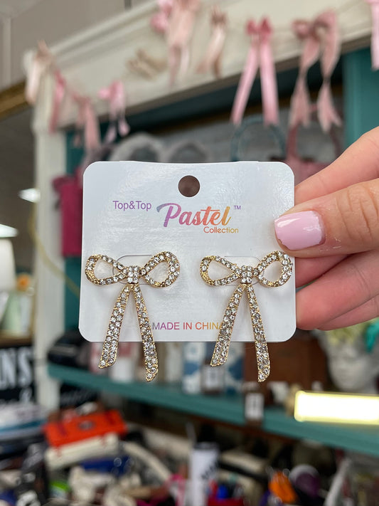 Golden Bow Ribbon Earrings