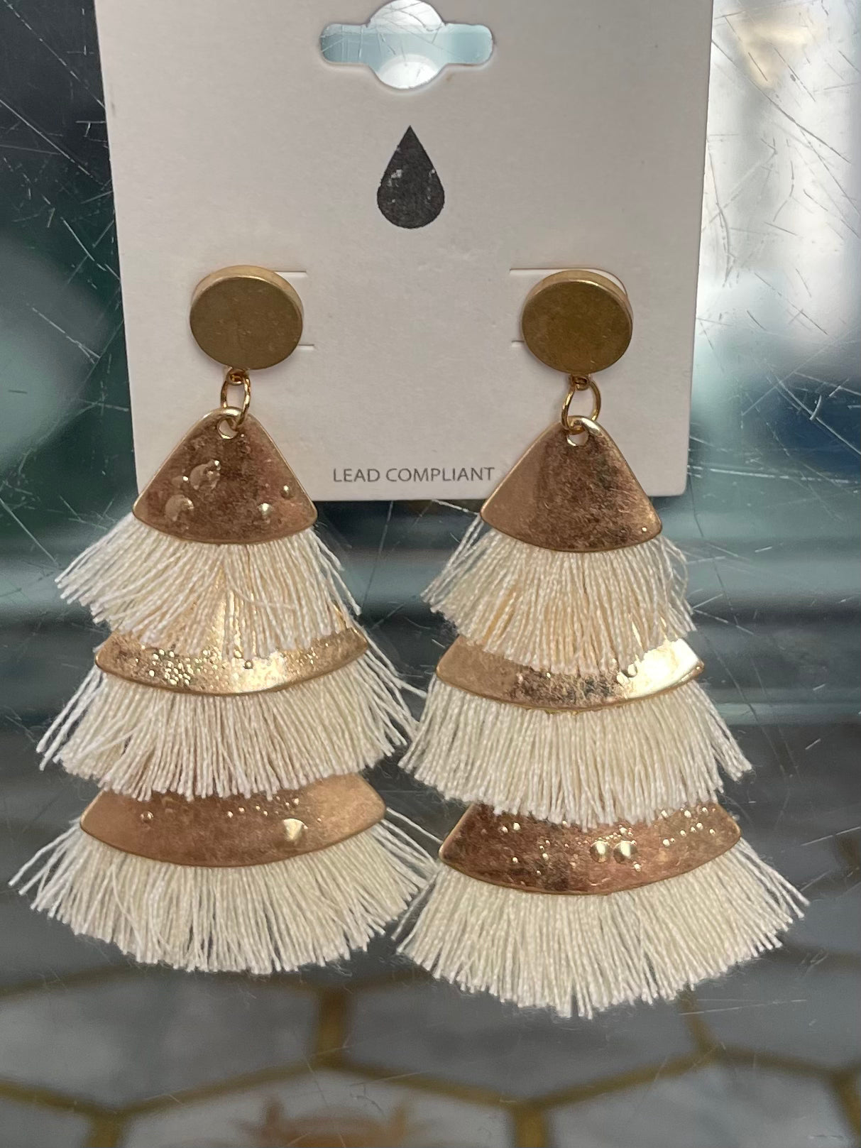 3 Tier Gold Earrings With Tassels
