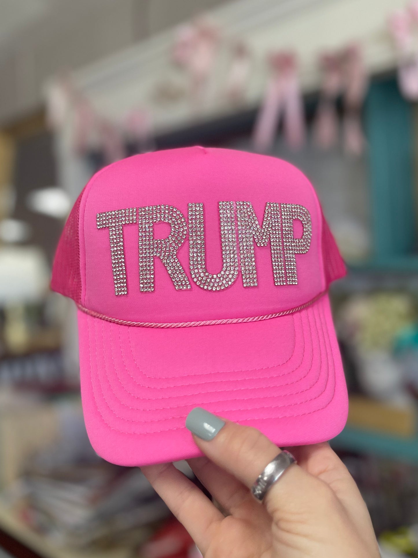 Sparkly TRUMP trucker adjustable snapback hat