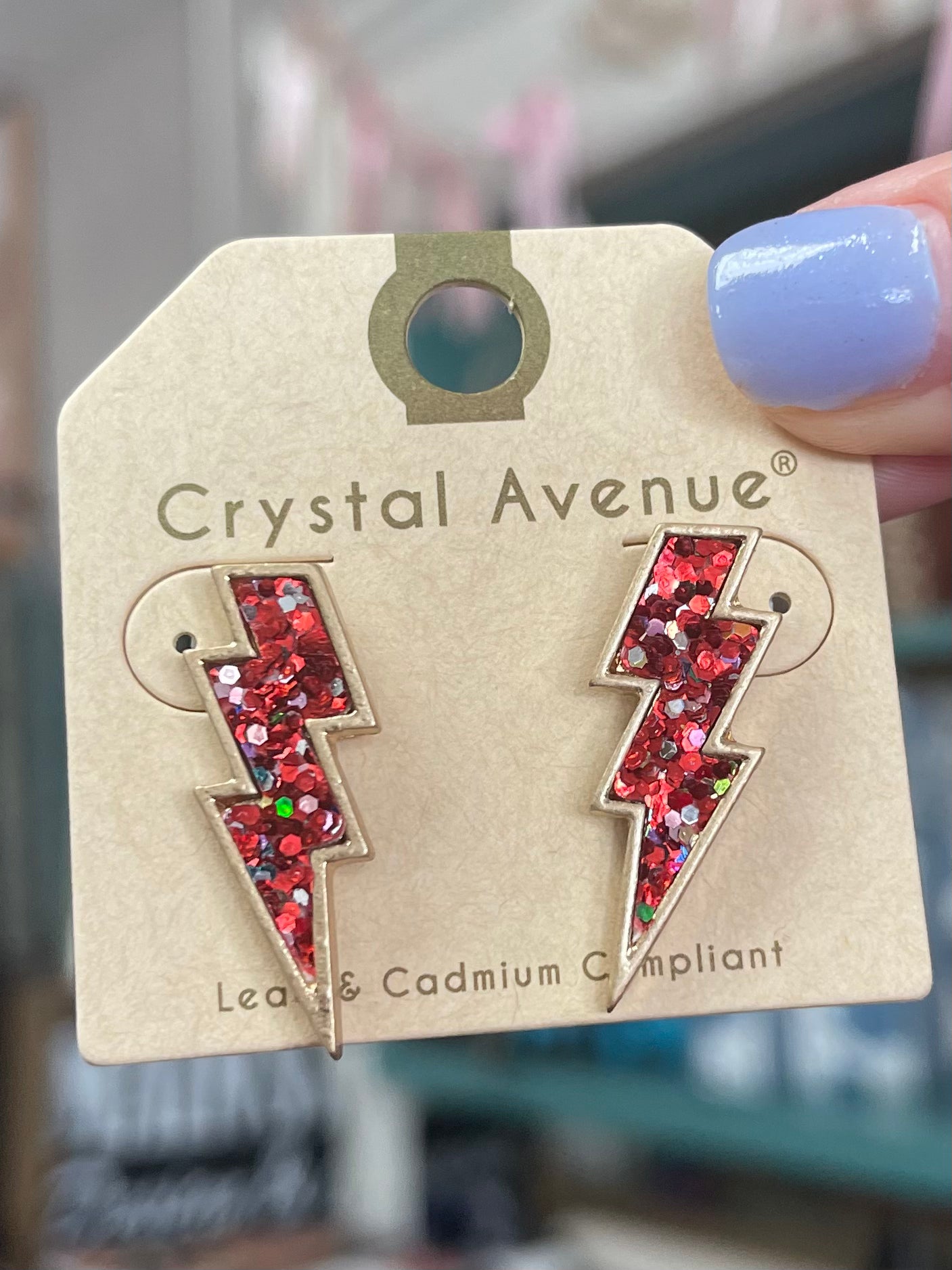 Gold Trim Glitter Lightning Bolt Earrings