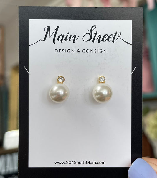 Pearl Studs With Diamond