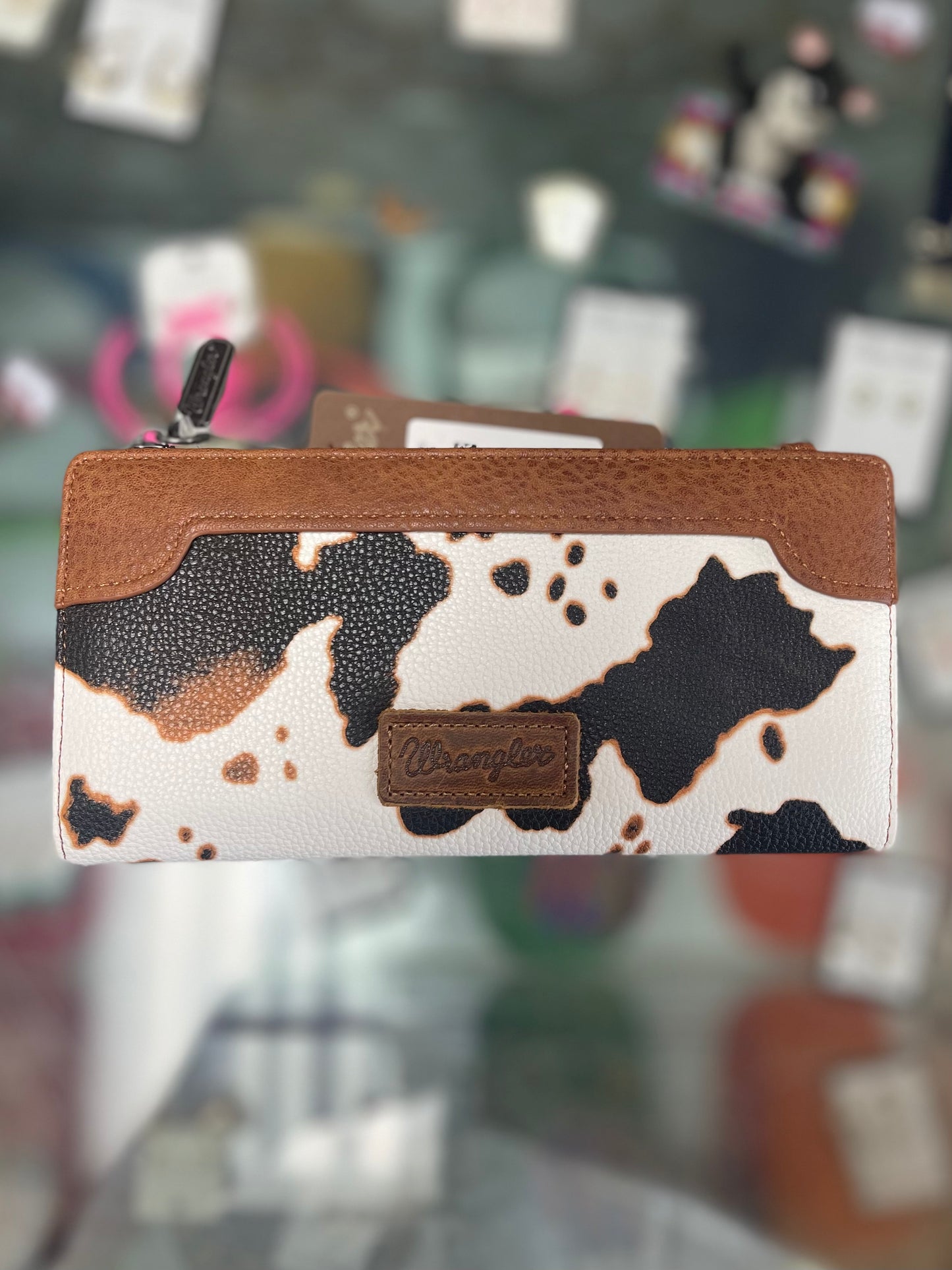 Wrangler Cow Print Bi-Fold Wallet - White