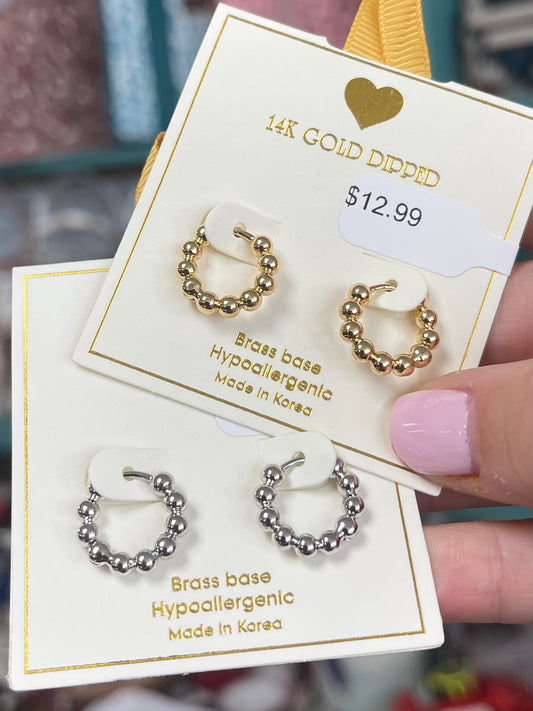 14k Gold Dipped Bubble Stud Earrings