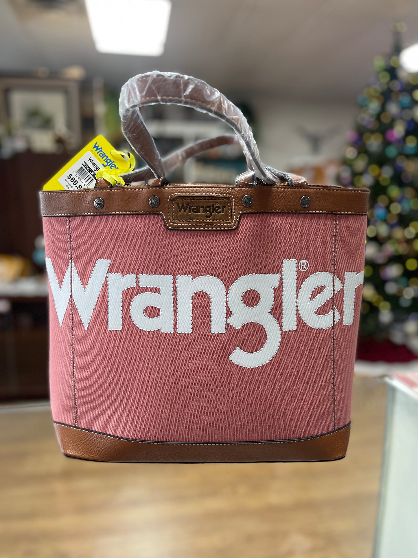 Wrangler Leather Trim Canvas Crossbody Bag
