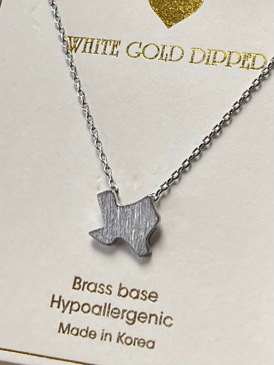 White Gold Dipped Texas Necklace