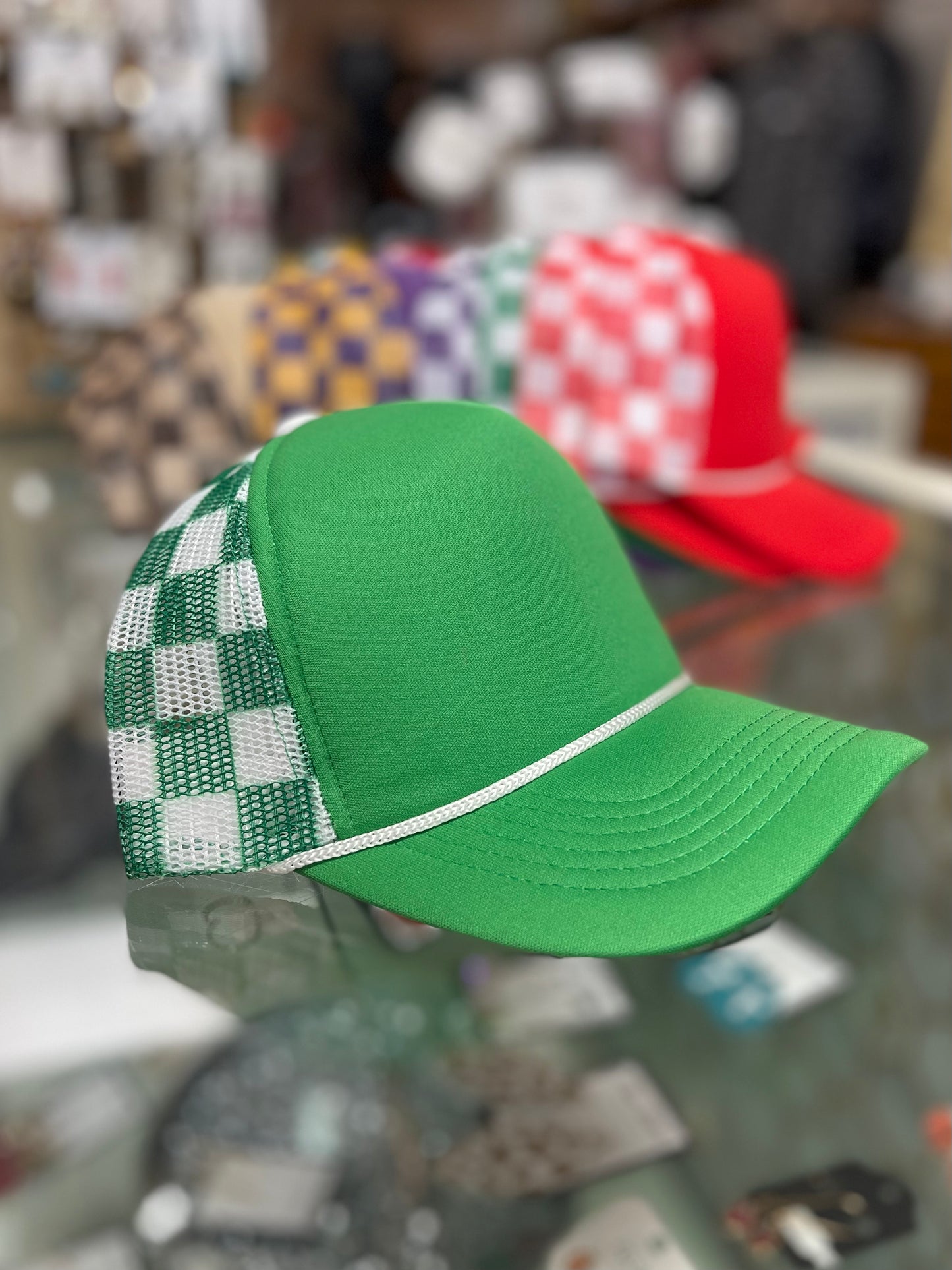 Checkered Mesh Trucker Hat