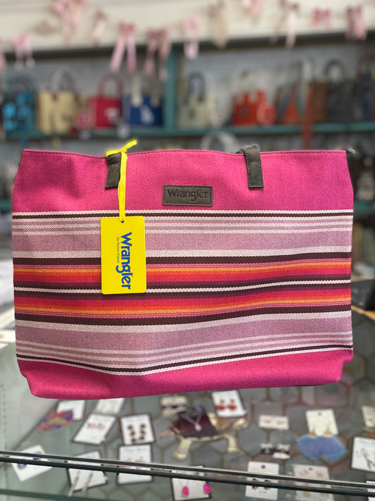 Wrangler Aztec Pattern Dual Sided Print Canvas Tote Bag - Pink