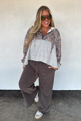 The Hunter Wooded Camo Half Zip Hoodie Pullover
