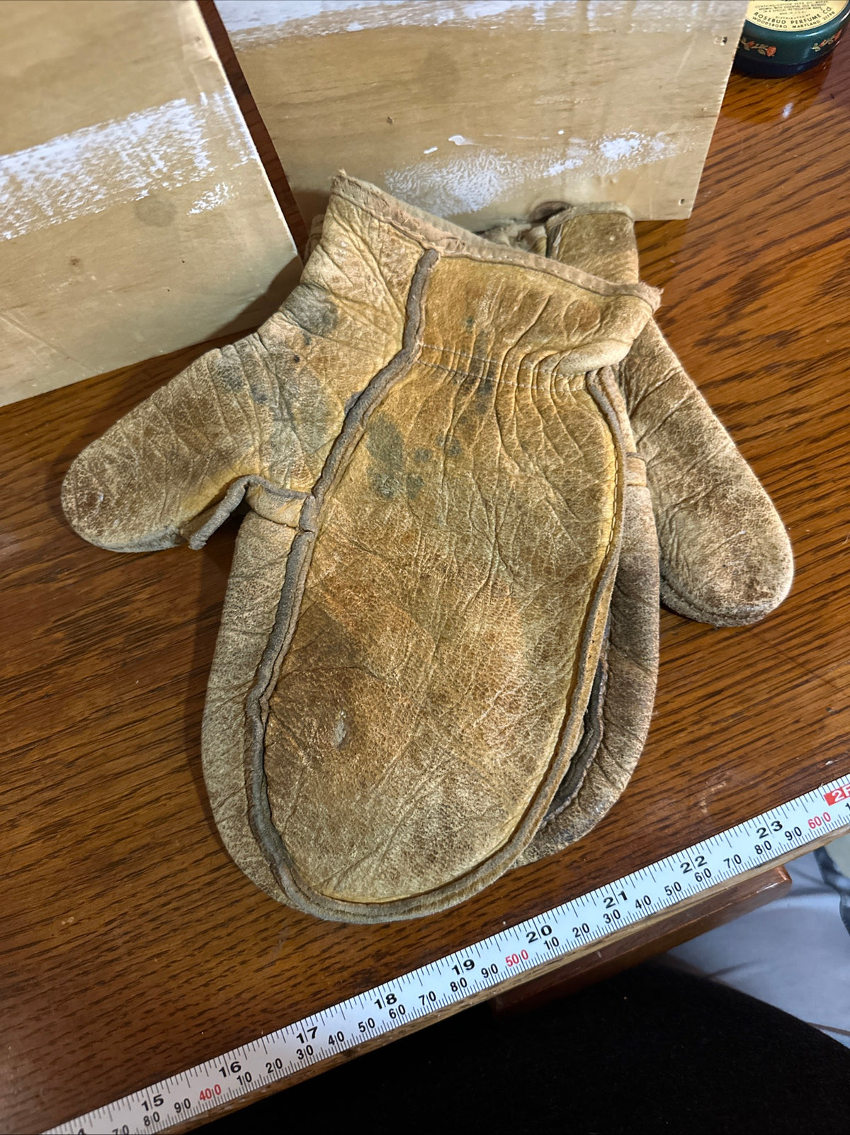 Vintage buckskin mittens
