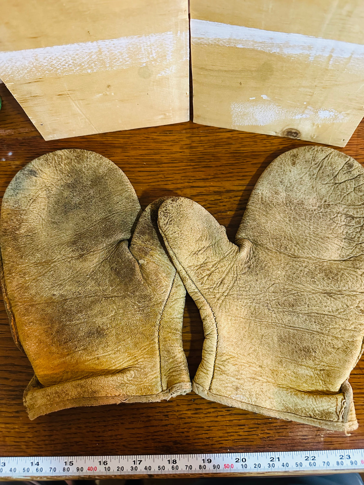 Vintage buckskin mittens