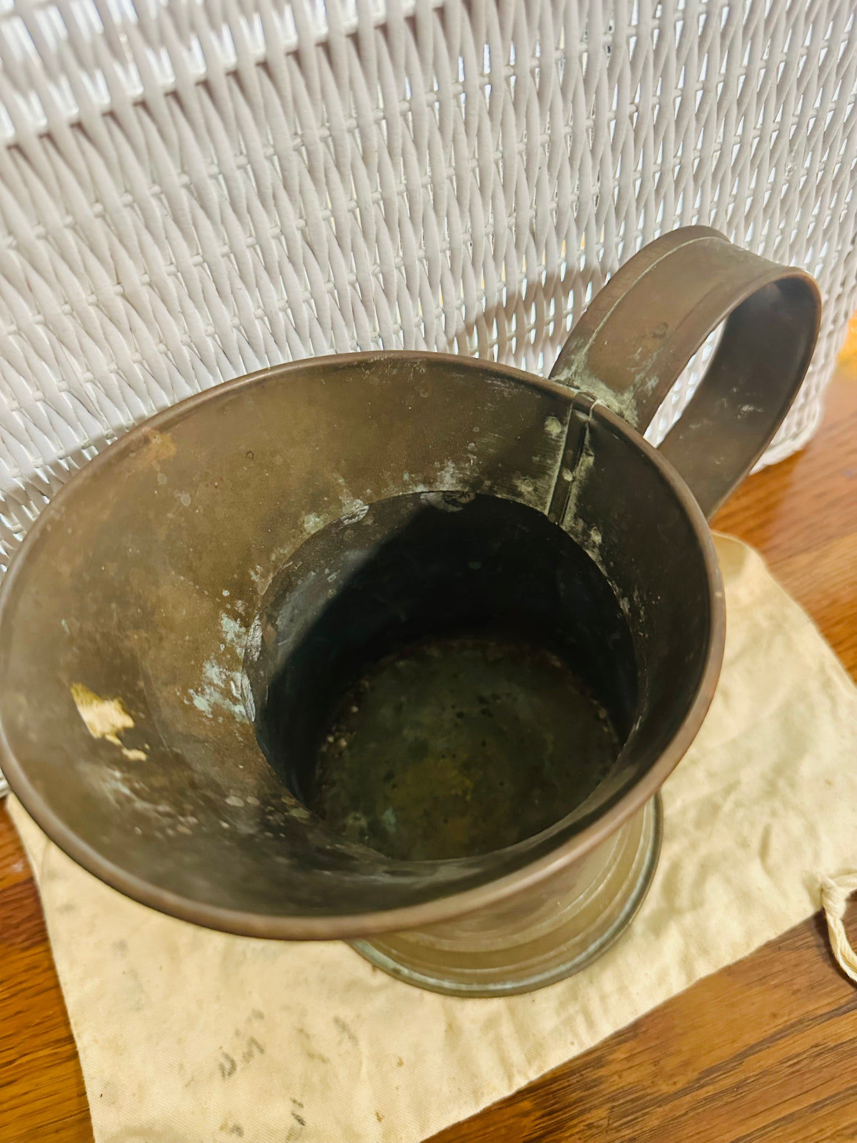 vintage brass / copper 1 liter measuring pitcher