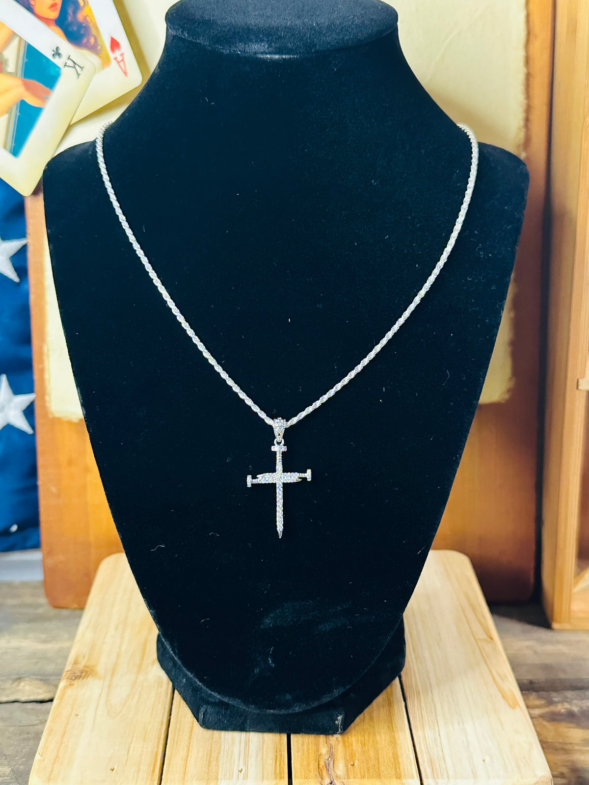 20” 1.5mm rope chain w/ cross 925 #4