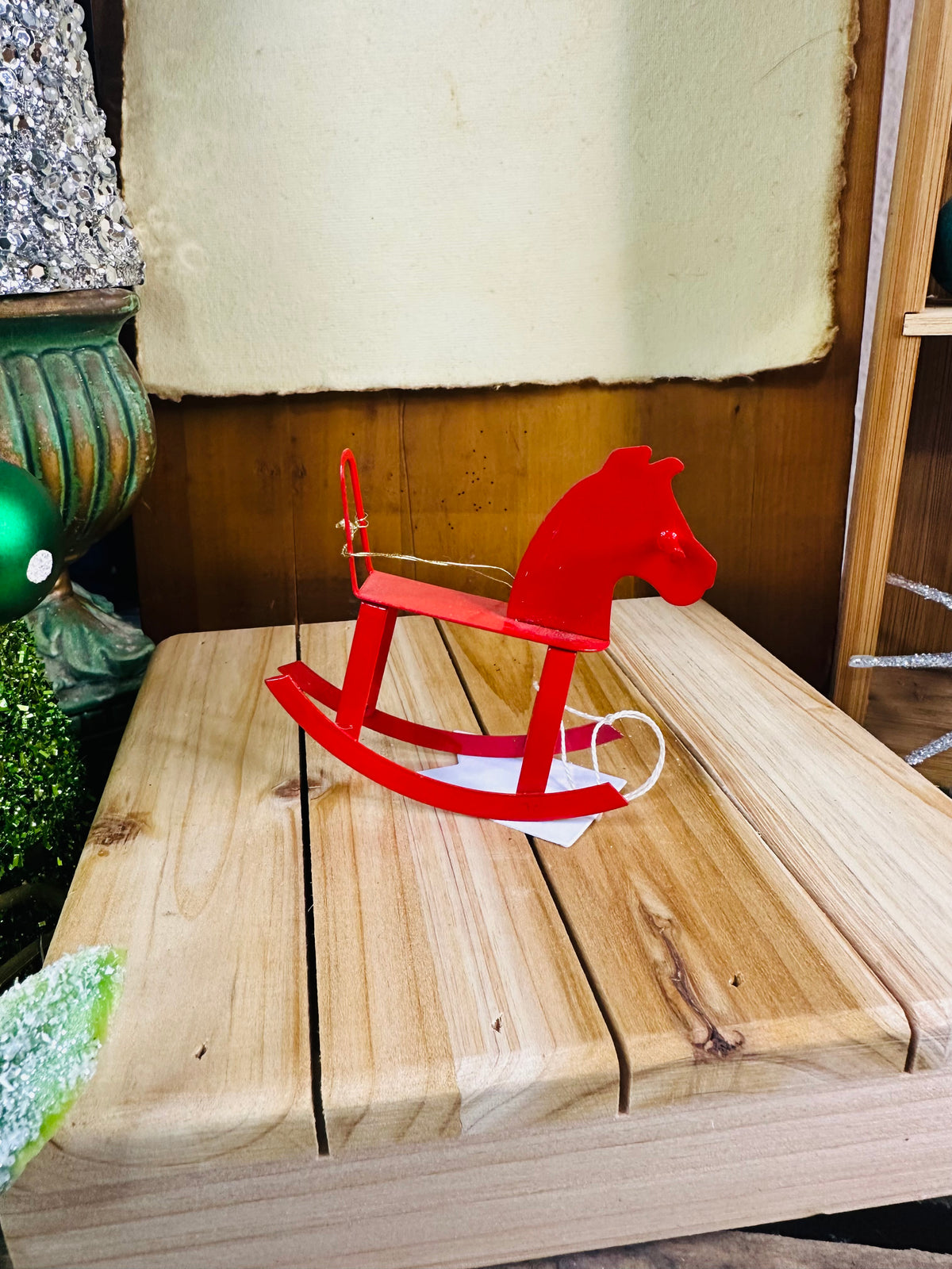 Rocking horse ornament red C16
