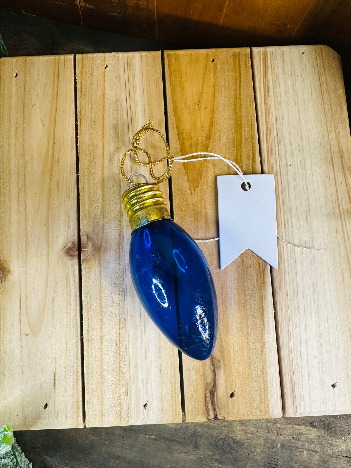 Blue Christmas light ornament C32