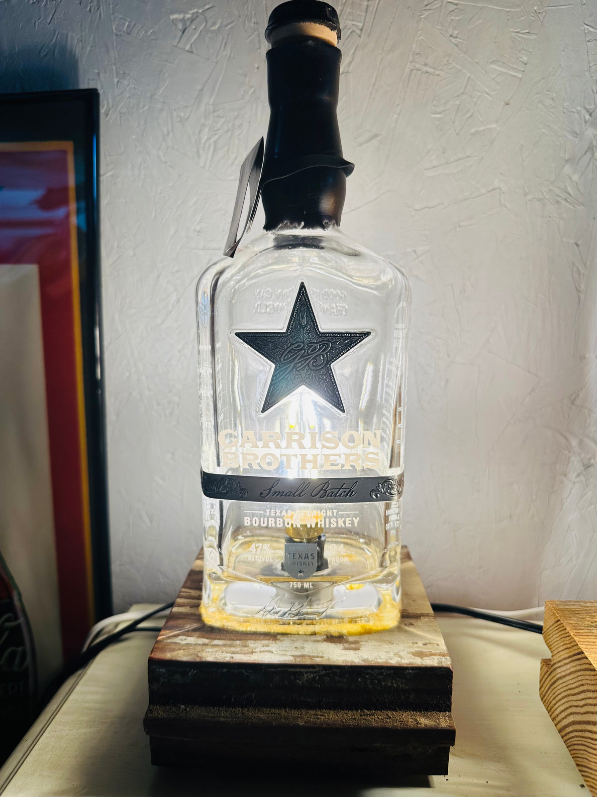 Garrison bourbon bottle lamp