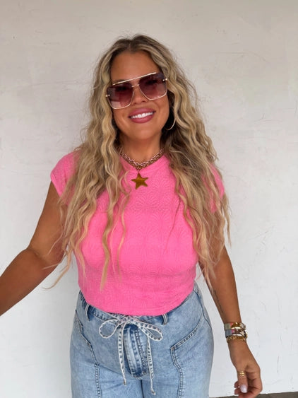 Blakeley Harley Cap Sleeve Basic Top in Pink