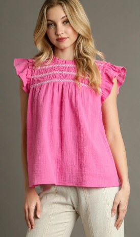 Umgee Pink Cotton Blouse