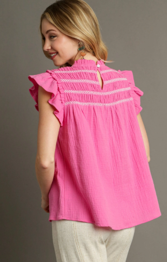 Umgee Pink Cotton Blouse