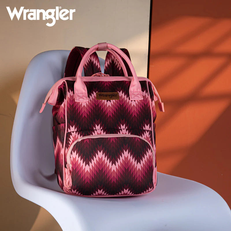 Wrangler Aztec Printed Callie Backpack - Dark Pink
